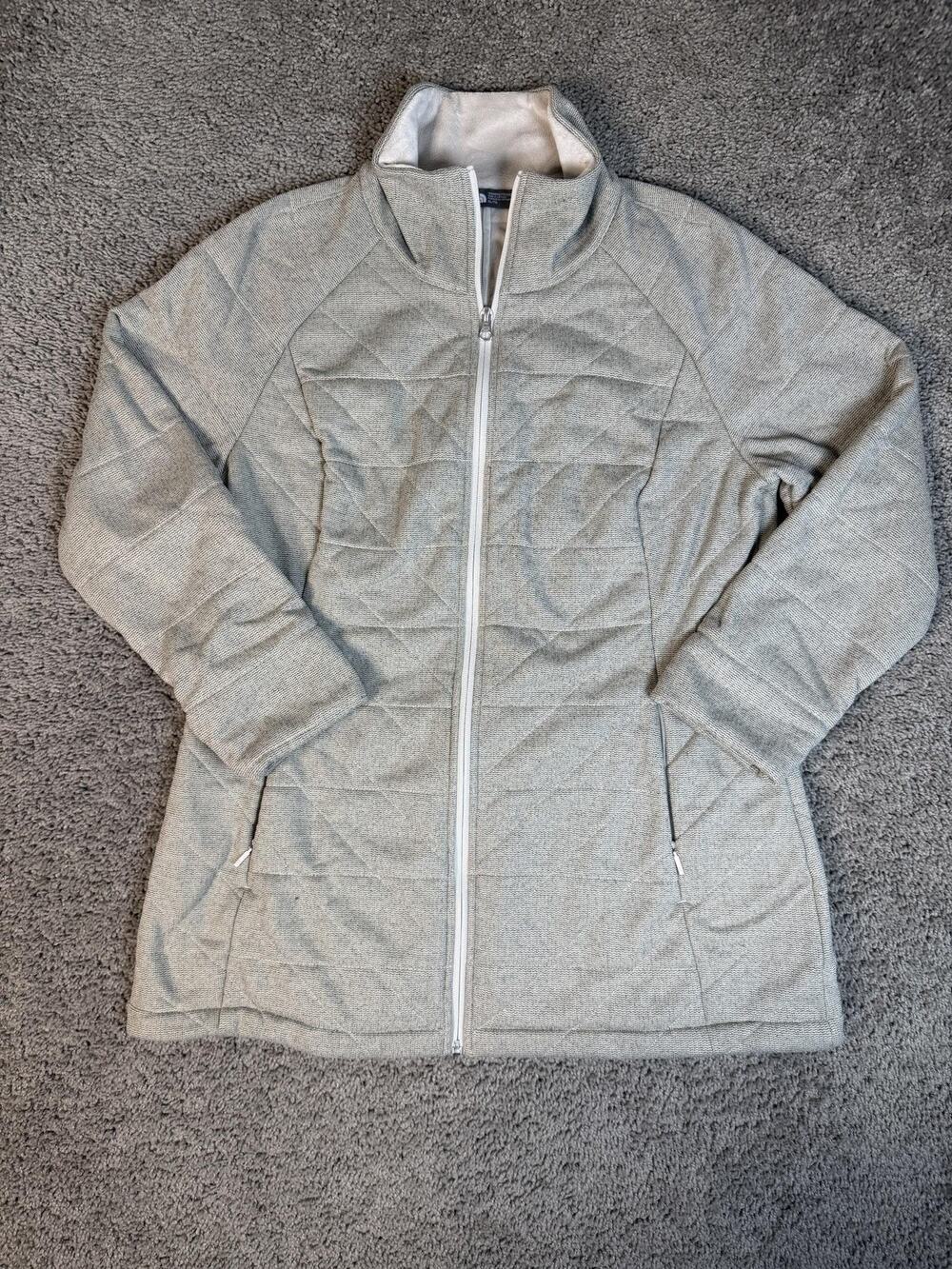 The North Face Jacket Womens XL Gray Quilted Insulated Lined Full Zip Pockets